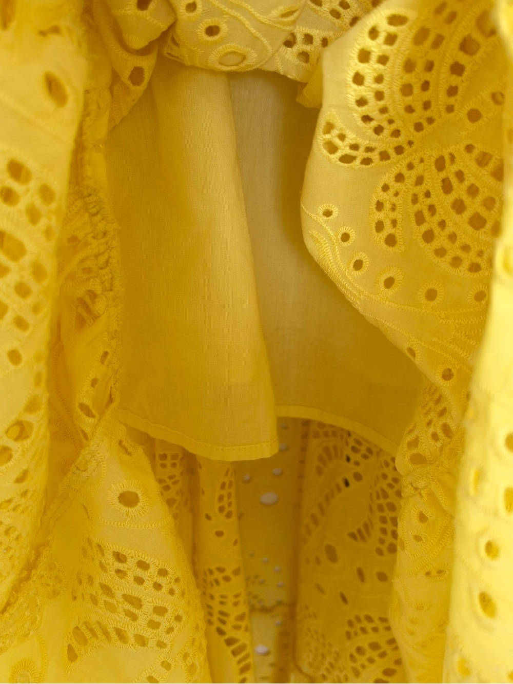 🌸FARM Sunny Yellow Eyelet Tie-Front Maxi Dress size S Boho Chic Resort Coastal - Picture 6 of 15